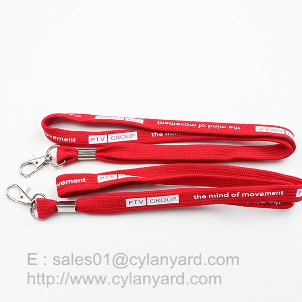 Tube polyester lanyard with metal sheet crimping, 3/8 inch tubular neck straps