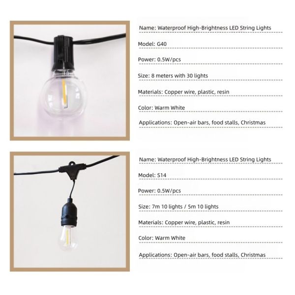 LED Solar String Light With IP45 Waterproof for Outdoor Decorative