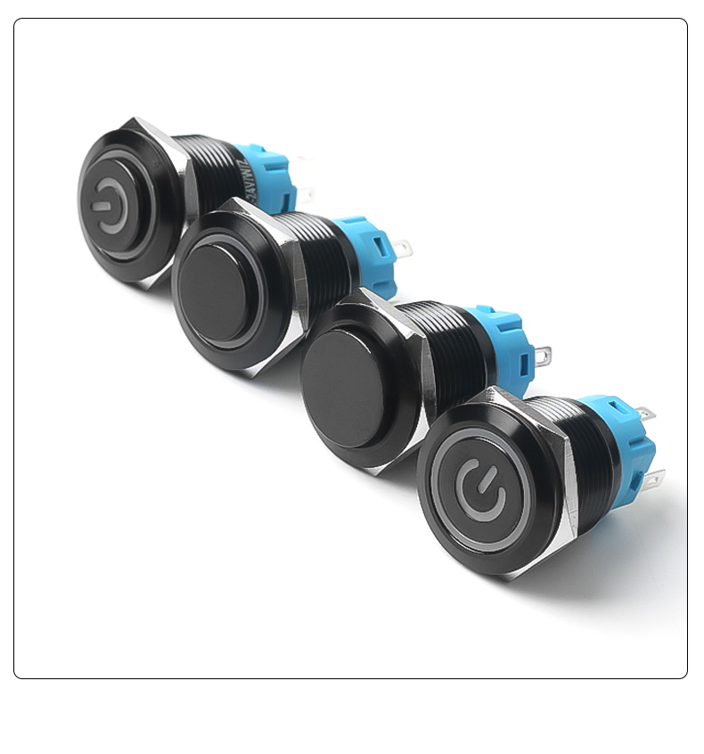 19mm LED Momentary Metal Push Button Switch with Connector Power Symbol Illumination on off Switch Welding