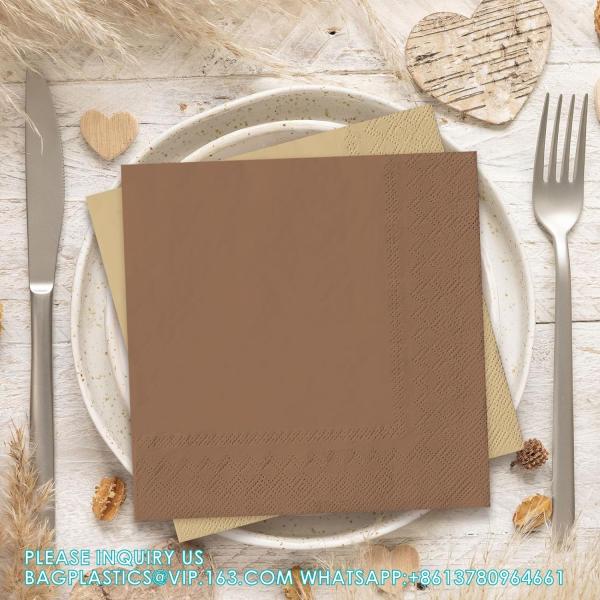 Napkins 2 Layer Unbleached Brown Napkins Soft Disposable Napkins For Kitchen, Party, Wedding, Dinner