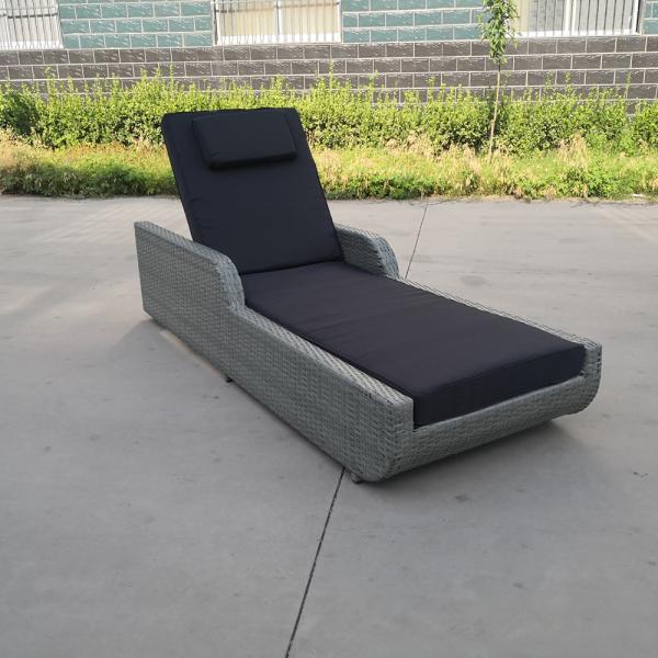 Chaise Lounge Outdoor Rattan Wicker Sun Bed Hotel Wooden Backrest Adjustable