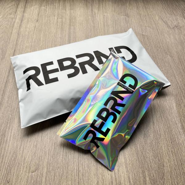 Holographic Metallic Foil Mailer Glitter Mailing Shipping Bags Metallic Rainbow Foil Self-Sealing Envelopes Courier