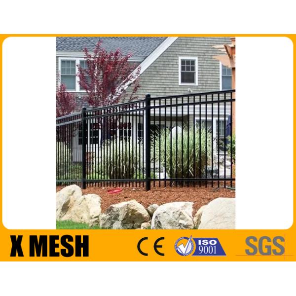 Black Powder Coated Metal Tubular Fencing 1.8m High 2.4m Width Commercial