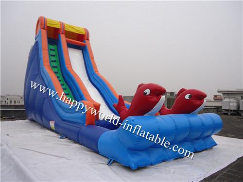 Commercial inflatable dophin slide , inflatabl mega slide , giant slip n slide , dry slide