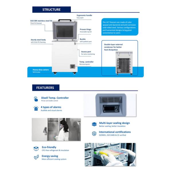 замораживатель хранения глубокого комода большой емкости 485L вакционный с пенясь дверью