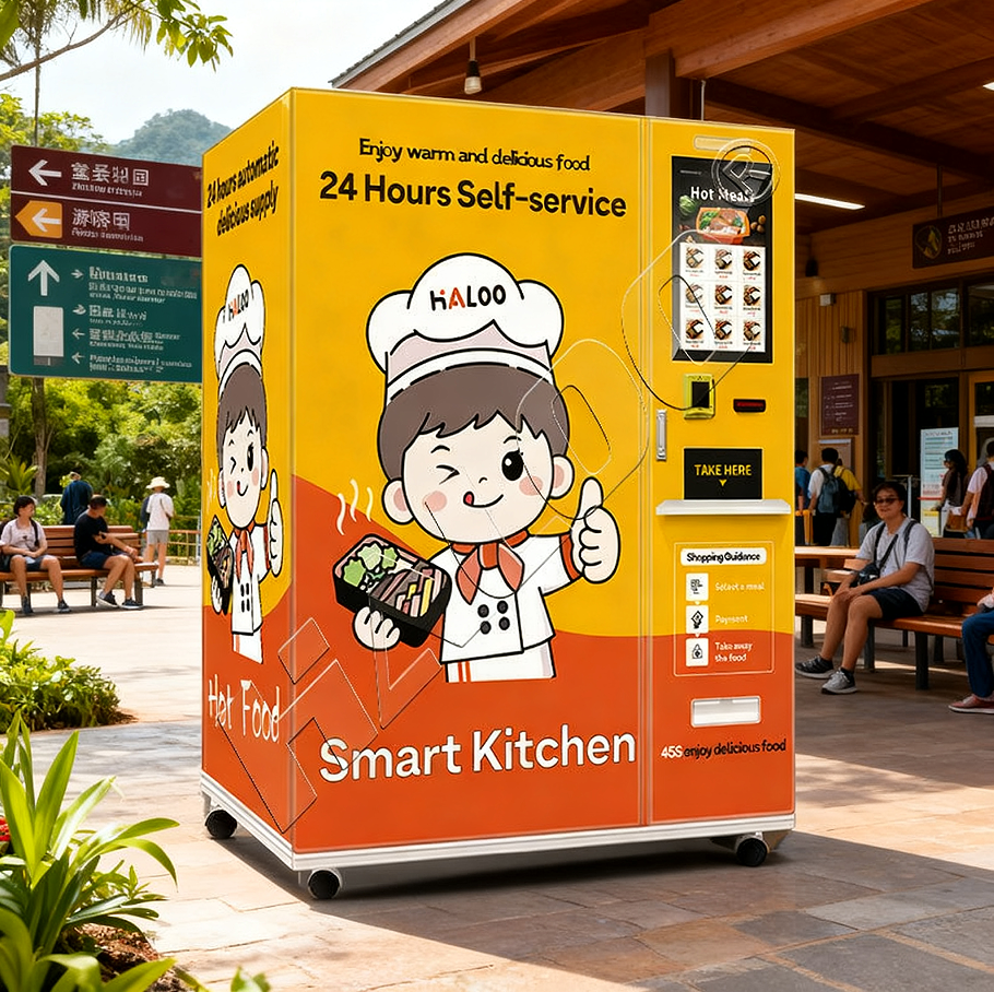 21.5-inch touchscreen single microwave lunch vending machine with freezing function and frost free cooling technology
