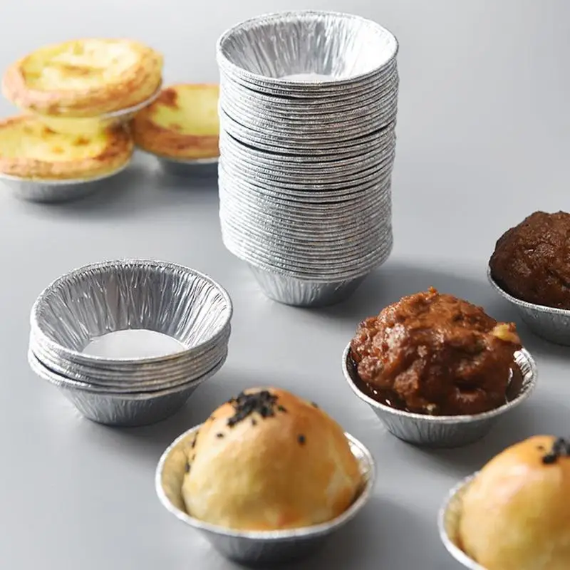 100pcs Disposable Aluminum Foil Tart Pan Mini Pot Plate Tin Pie Bake Tray Of Suitable