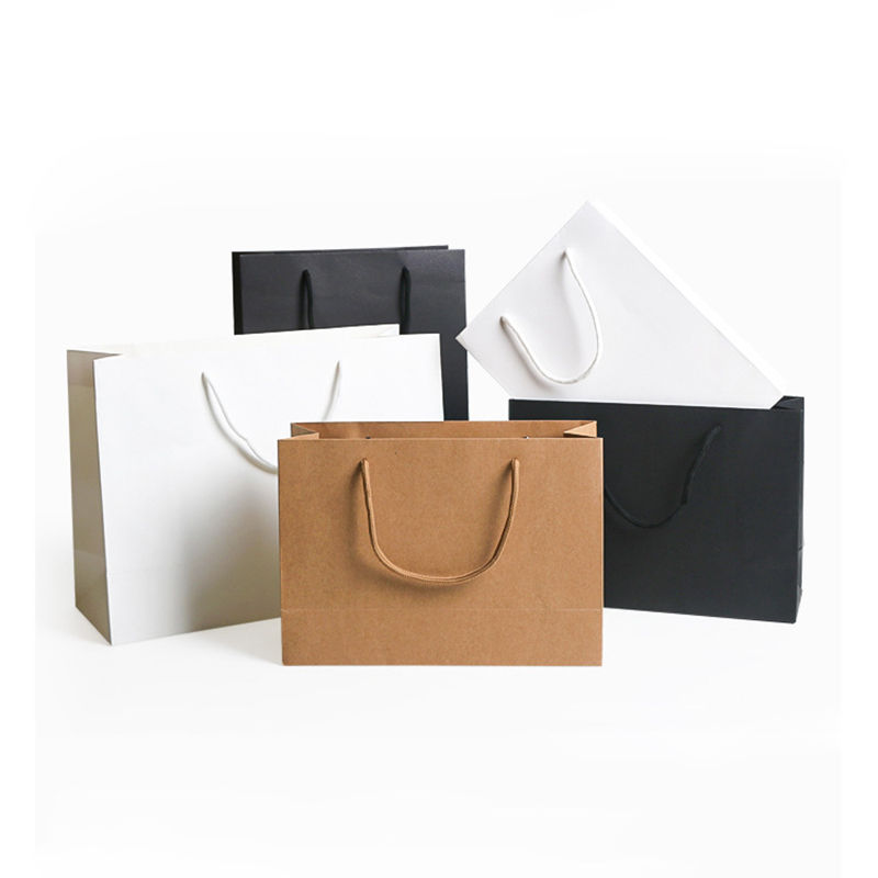 Customize Logo Recycled Small White Brown Kraft Paper Bag For To Go Take Out Pharmacy Grocery SOS