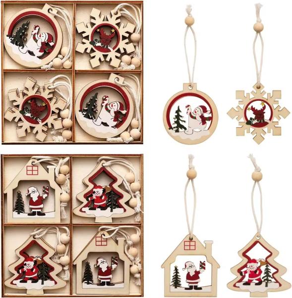 Festive Christmas Wooden hangings Party Christmas decorations Wooden Christmas ornaments