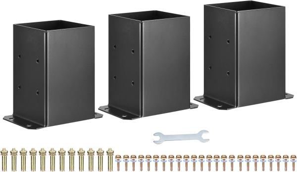 Pavilion Deck Railing Support Customized Heavy Duty Wood Post Brackets in Matte Black