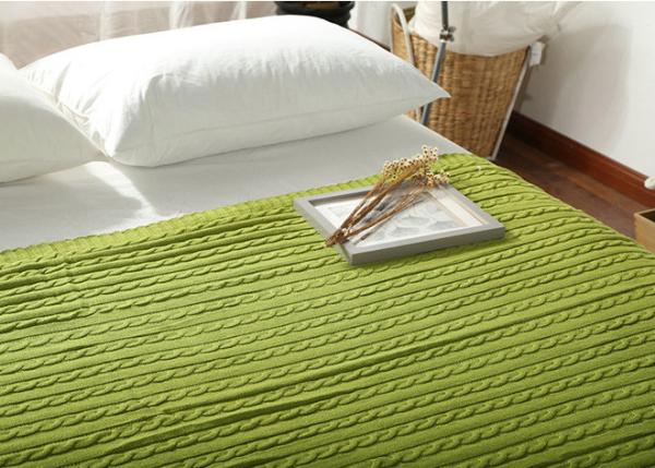 Home Cotton Soft Throw Blanket , Quilted Twist Pattern Knit Throw Blanket