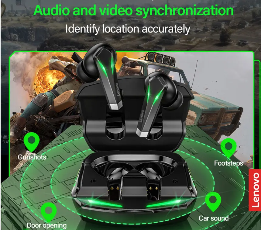 Lenovo GM1 PRO Black TWS Wireless Earbuds ODM Bluetooth Gaming Earphones
