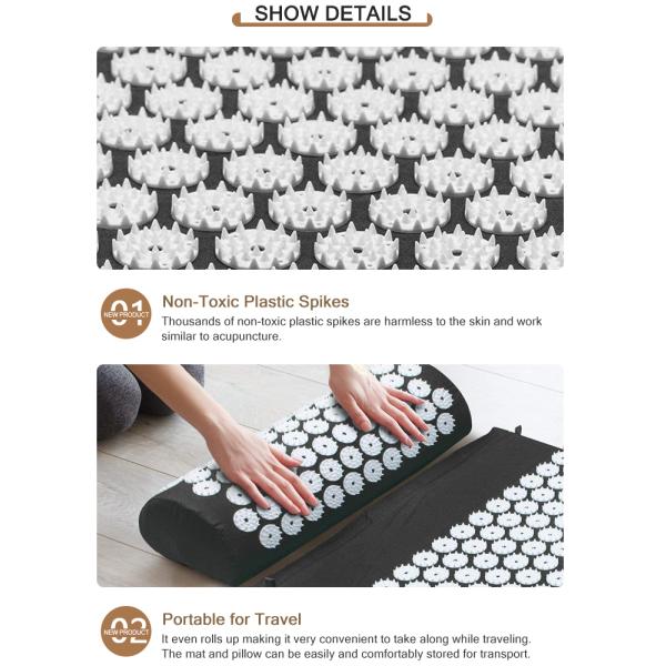 Сбросьте Sciatic пусковую площадку точечного массажа черноты циновки йоги точечного массажа массажа 66*24cm