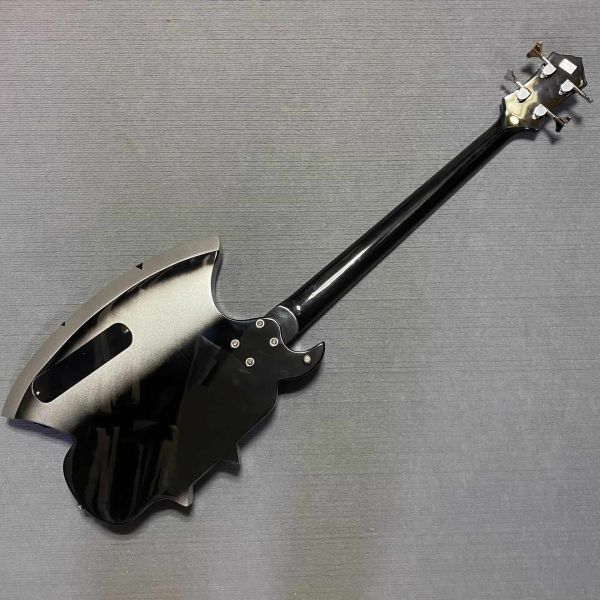 Custom 4 Strings Axe Bass Gene Simmons Electric Guitar Bass Rosewood Fretboard Black