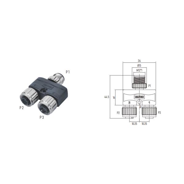 NMEA 2000 Y Splitter M12 Male To Female X 2 Connector TPU Body