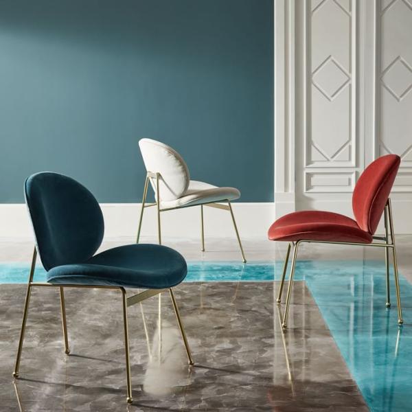 Modern round back velvet upholstery dining chair for home restaurant