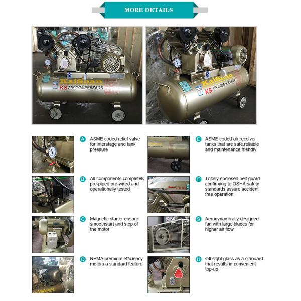 Kaishan Portable Piston Type Air Compressor Two Cylinder 7.5hp 8bar