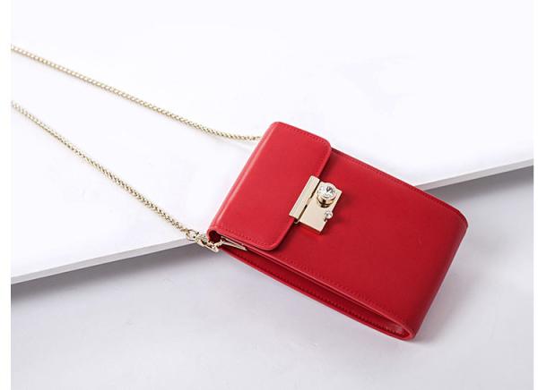 2019 new fashion Korean version of versatile vertical slant body mini bag PU leather chain mobile phone bag