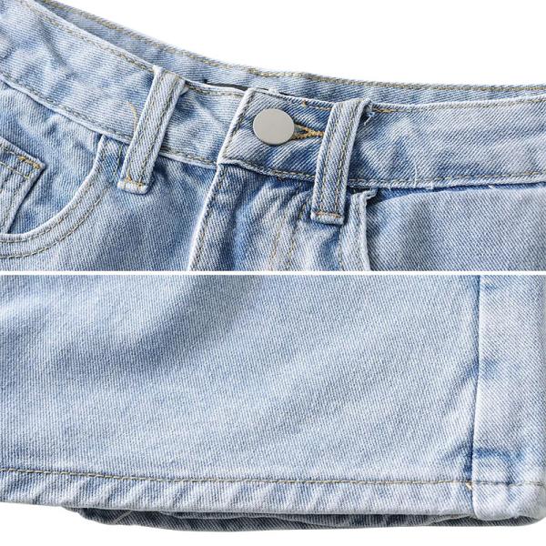 Short élevé de denim de taille de cru européen d'été adapté aux besoins du client par usine