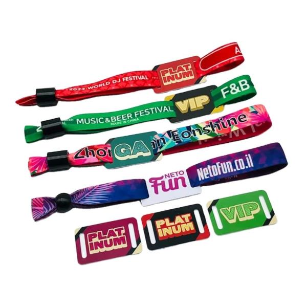 Custom Size and Logo RFID Polyester/Ribbon Wristband for Concert Party Festival