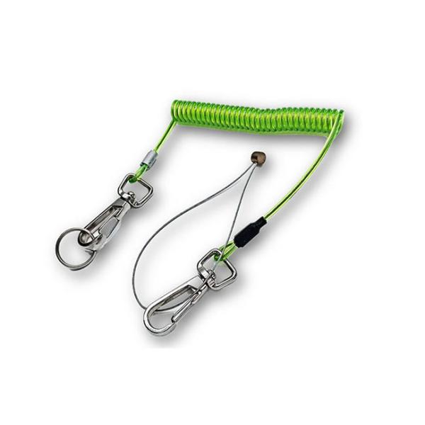 Stainles Steel Coiled Cable Tool Lanyard 2M Expanding Hot Green Color