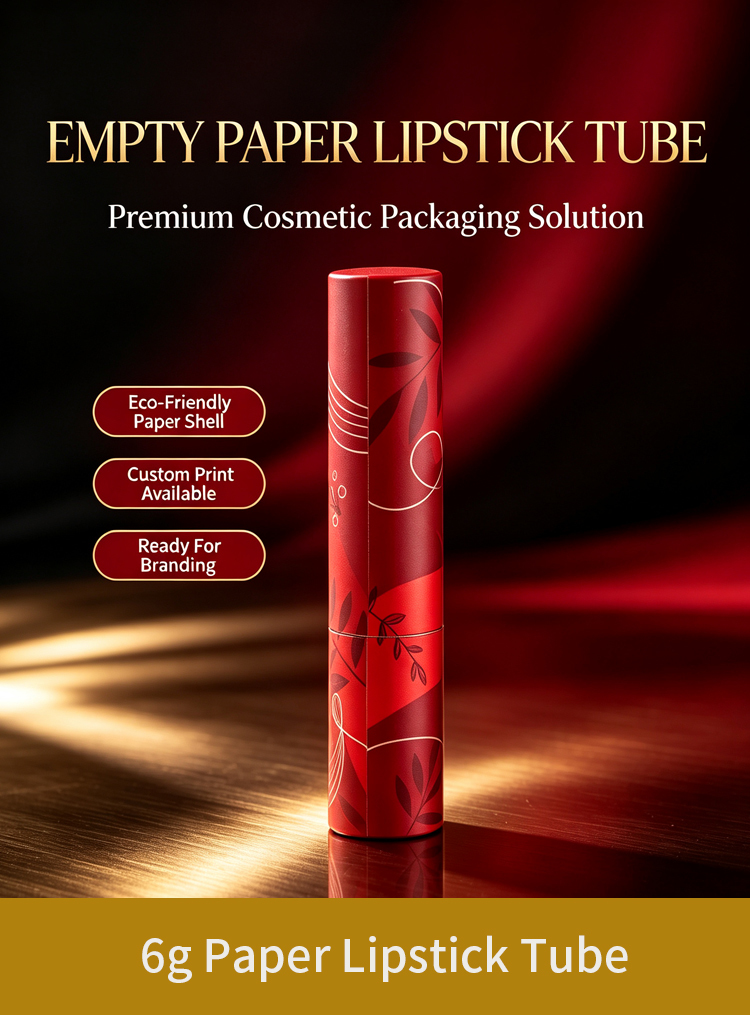 Custom Logo 6g Paper Lipstick Tube Eco-Friendly Empty Container Recyclable Cosmetic Packaging for Lip Balm
