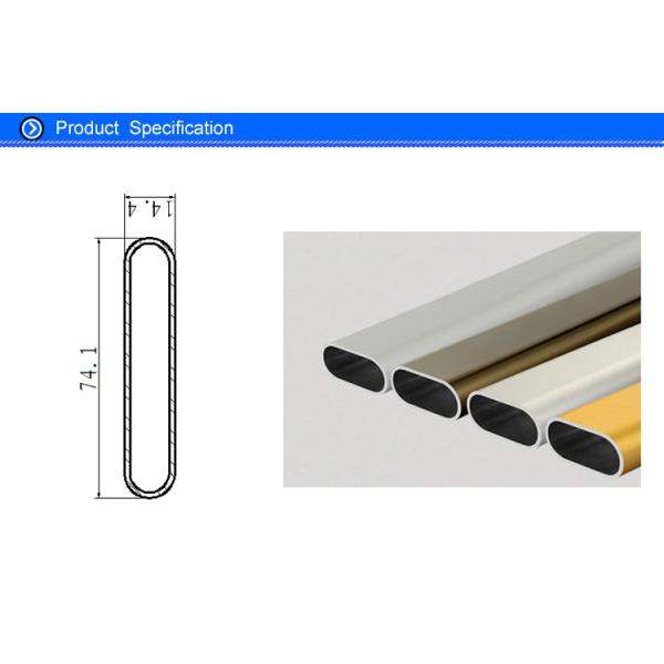 6061 Aluminum Oval Tubing , silver / Champagne Anodized Aluminum Structural Tube