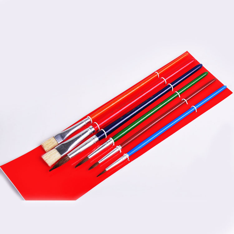 6pcs horse hair paper card with rope wood wholesale painting brush set