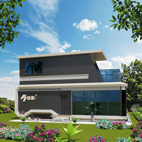 Casa cápsula móvil con balcón Casa de cabaña espacial blanca para el pueblo