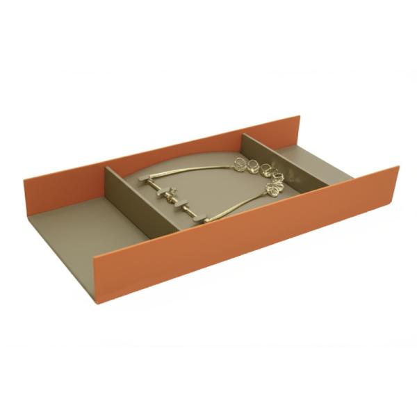 MJmhd YG-FGJ05 Modular Jewelry Drawer Organizer Tray, 460x155x50mm Aluminum Wardrobe Storage Box with Necklace Hooks, Handmade for Dresser & Closet (Red/Brown)