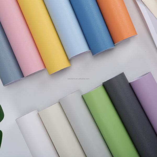 Papel de contacto de pelo de color plano para gabinetes/mapas Papel de pared autoadhesivo texturizado impermeable