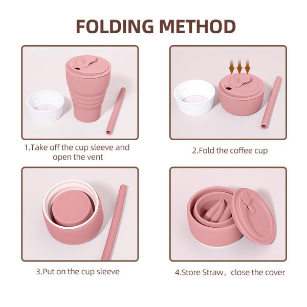 Гибкие складываемые силиконовые чашки для кофе 12 унций 16 унций холодно-теплостойкие