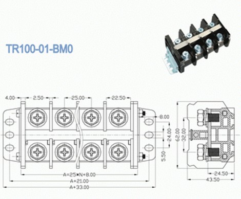Соорудите разъемы терминального блока 25.00mm сильнотоковые, блоки PCB 101A 600V терминальные
