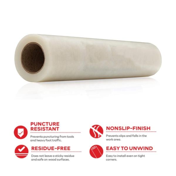 24 Inch X 200 Foot PE Temporary Hard Wood Floor Protection Film Customized 3 Mil Thickness Film