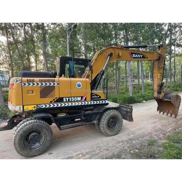 Excavateur à roues SANY 155W avec cylindre hydraulique original et moteur ISUZU