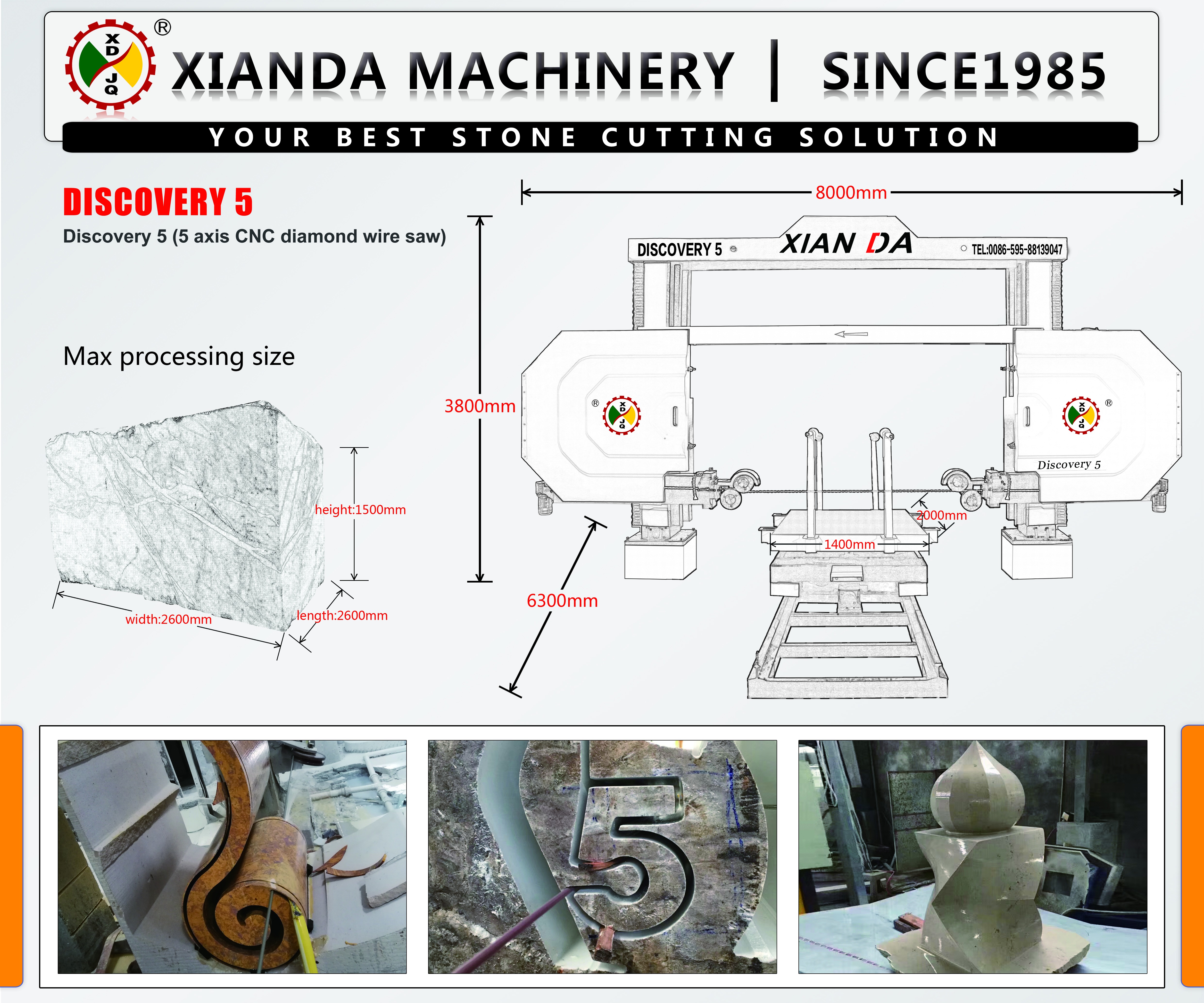 Industrial 5 Axis CNC Diamond Wire Saw Machine for Architectural Stone and Monument Processing