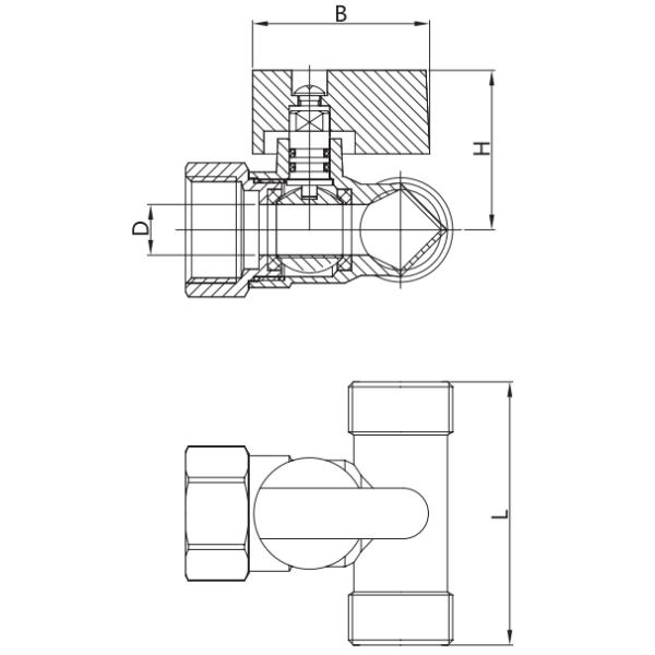 25 Bar ISO9001 Brass Mini Ball Valve DIN259 3 Way Ball Valve T Port