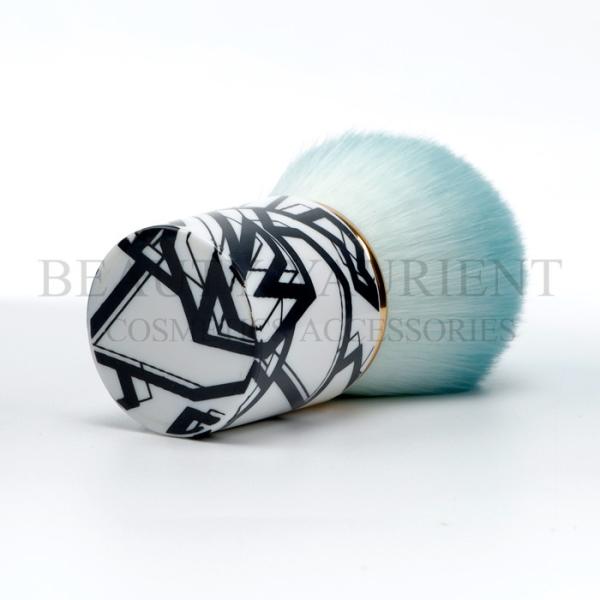 Gold Ring Soft Short Kabuki Brush 360degree Head Transfer Printing On Handle