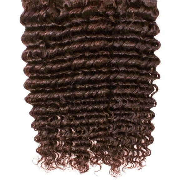 #4 Medium Brown Deep Wave Remy Human Hair Bundles Sew In Weave Bundles Brazilian Bundle Deals