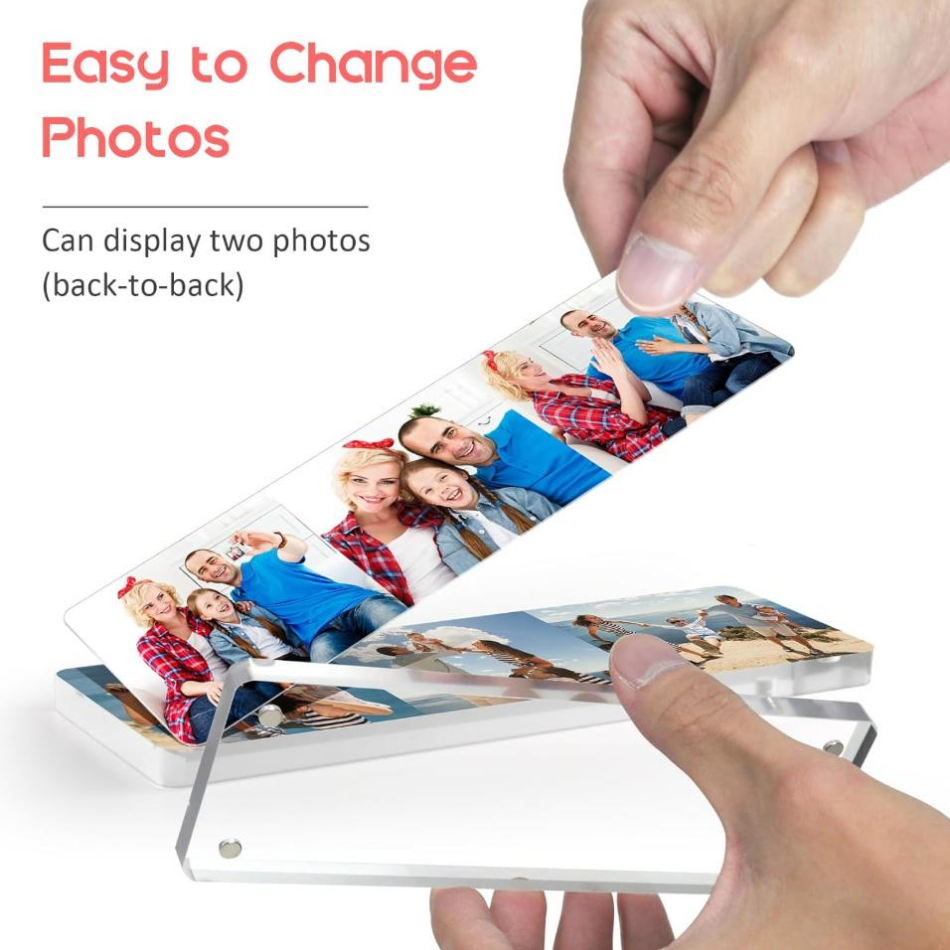 Acrylic Photo Frame with Magnetic Closure 2x6 Double-Sided Display