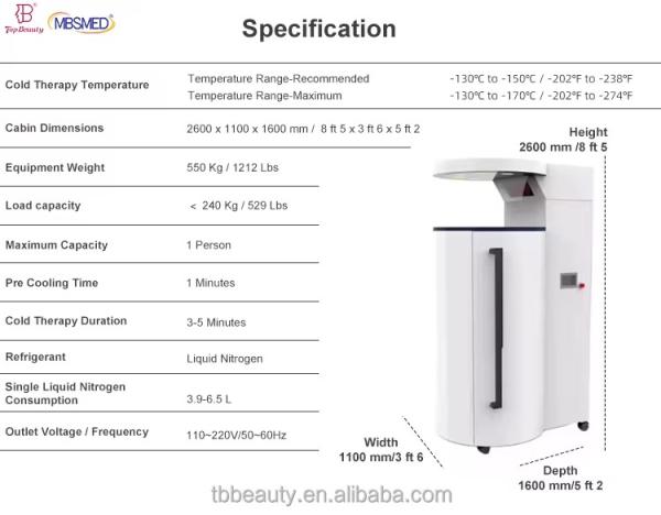 2025 T&B Cryo Cold Chamber Machine Therapy Whole Body Cryotherapy Cryo Cabin Cryotherapy Chamber