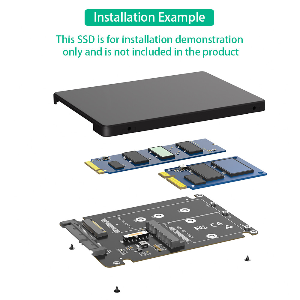 Full-size NGFF M.2 B Key/mSATA SSD to 2.5 SATA3 Адаптер 2 в 1 с пластиковым корпусом