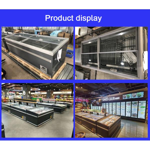 Supermarket Island Freezer Sliding Glass Top Deep Combined Island Freezer