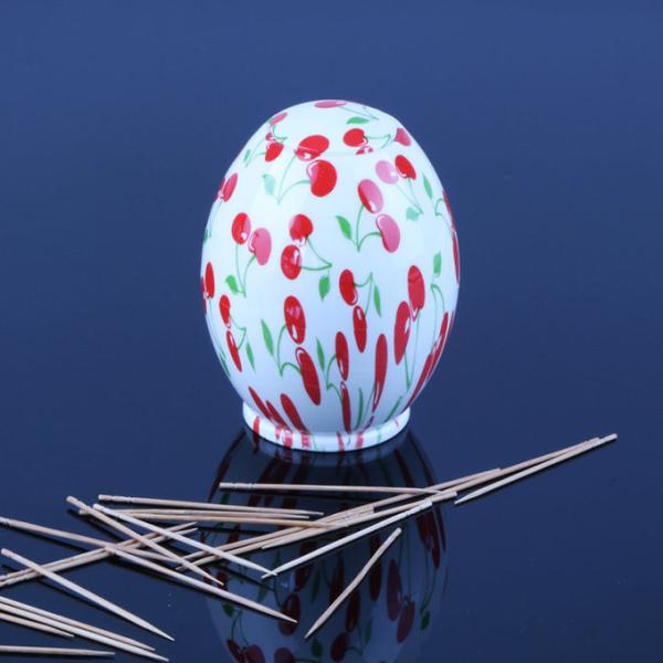 Plastic Refillable Cherry Printed ABS Decorative Toothpick Holder