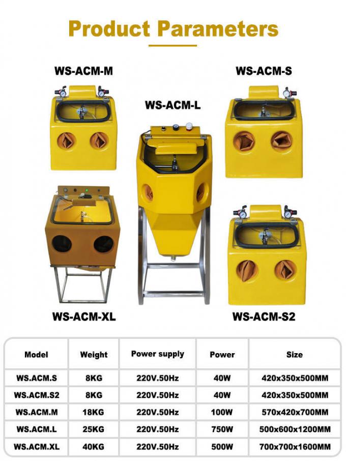 WS.ACM.S2 Model Sand Blasting Machine with 40W Power and 420*350*500MM Size for Jewelry Finishing
