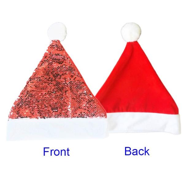 Personalized Sublimation Christmas Hats Shiny Sequin Christmas Cap For Sublimation Printing