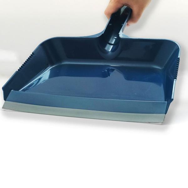 Heavy Duty Clip On Dustpan Blue Plastic Rubber Edge Anti Static