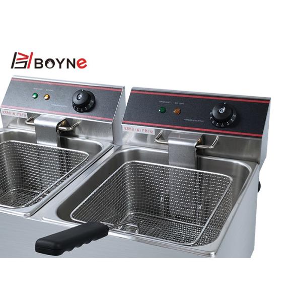 6.5kw Commercial Kitchen Cooking Equipment 2 Tank 11L Stainless Steel Deep Fryer