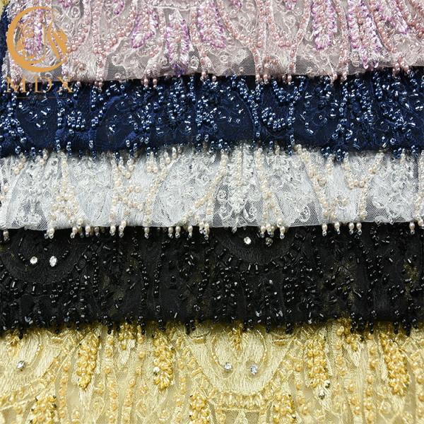 O ouro Sequined pesado perlou o nylon feito a mão macio da tela 80% do laço