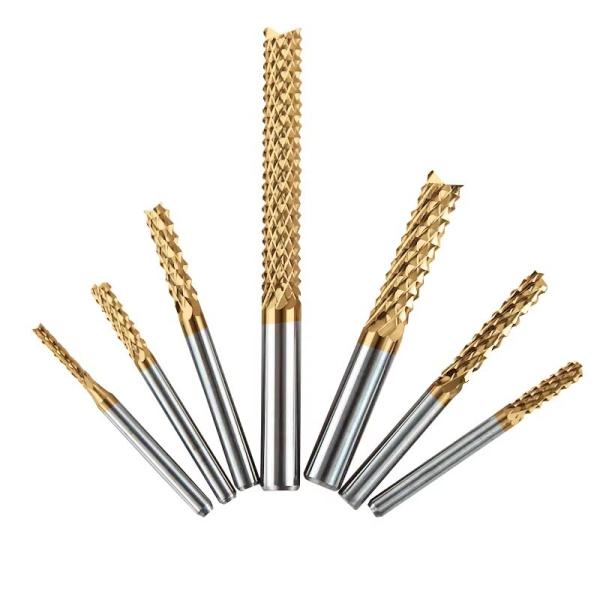 Hotsale Ying Ba 6 Flutes 25° Helix Angle Nano Coating Corn Milling Cutter Solid Carbide CNC Wood Bit for PVC and Nylon